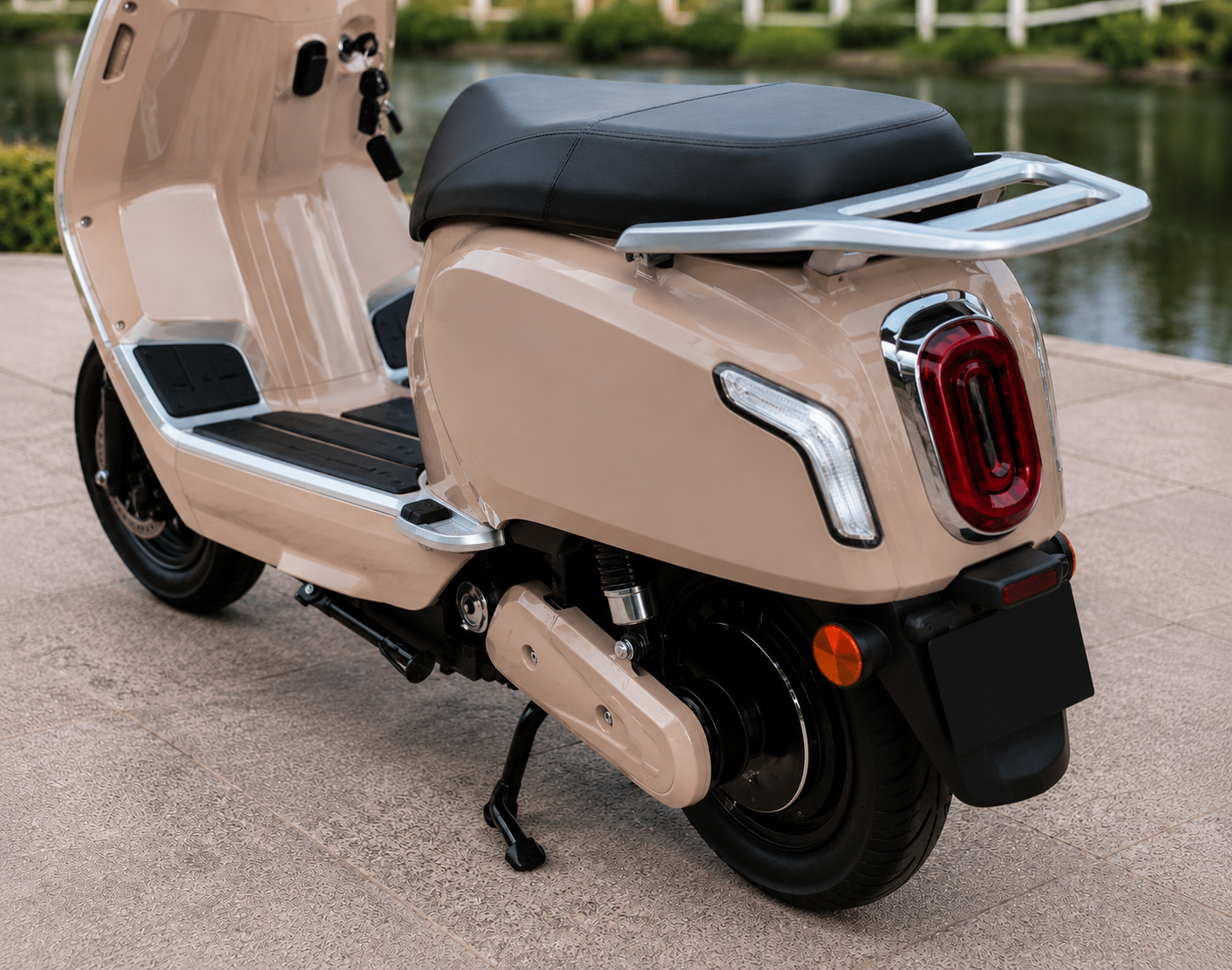 Customizable rear carrier and accessories for partner-branded EV scooters